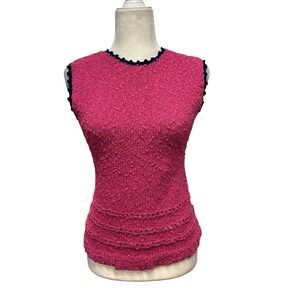 Vtg Womens Crochet Knit Tank Top Size M Fitted Coastal Grandma Coquette Feminjne